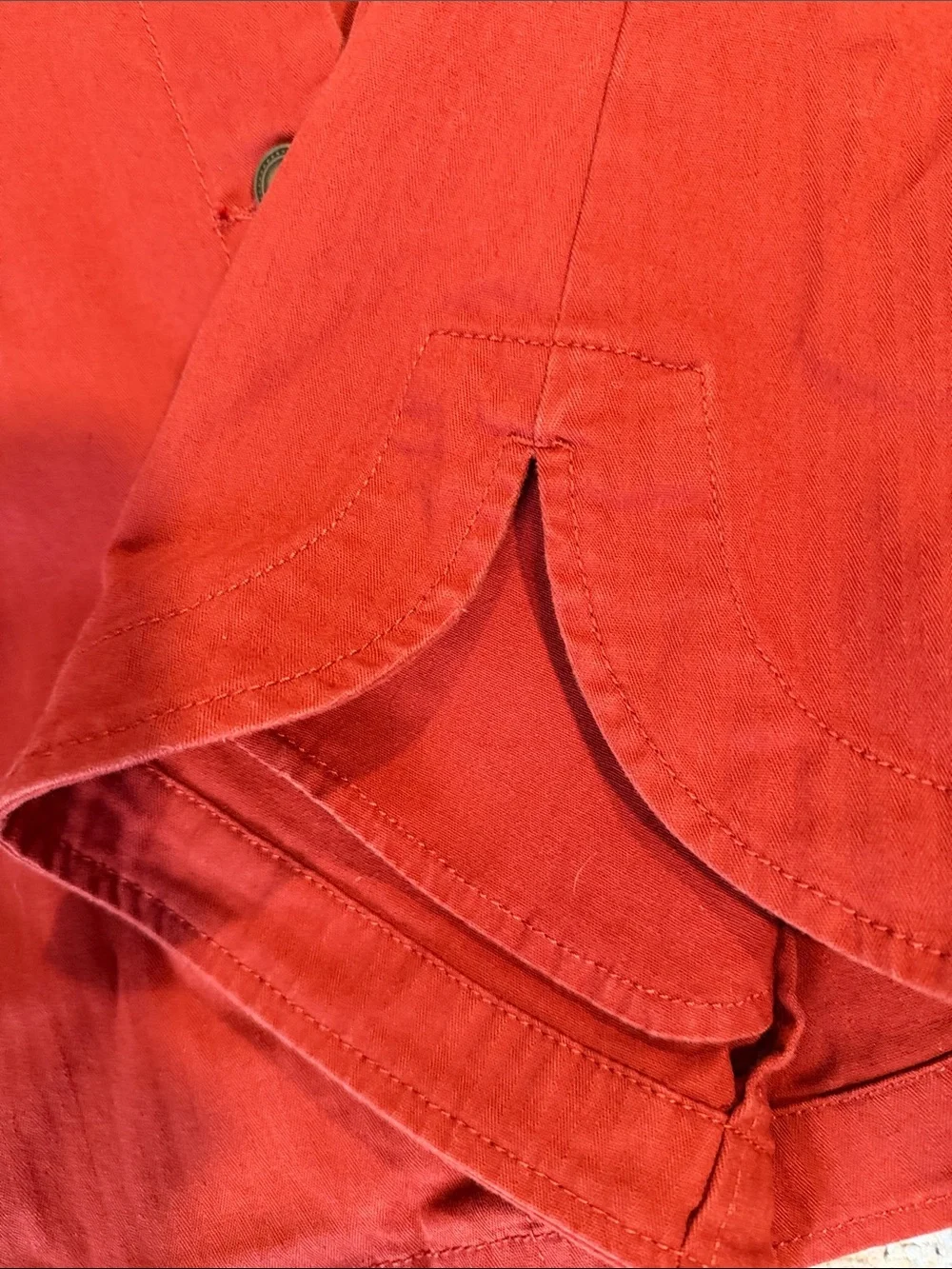 Denim&Co Red Orange Button-Front Jean Jacket Oversized XS (More S fit)